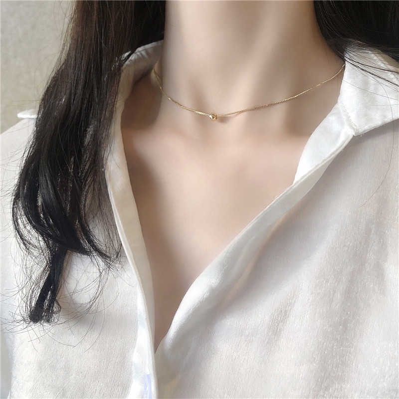 สร้อยคอโซ่สั้น จี้ถั่วทอง ระดับไฮเอนด์ สไตล์ฝรั่งเศส ติดทนนาน