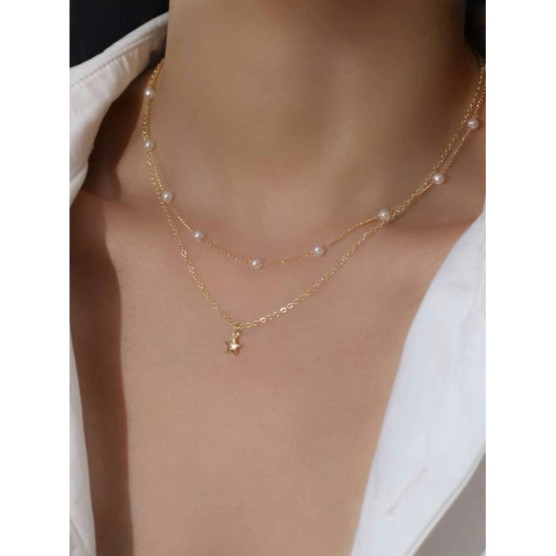 สร้อยเลเยอร์ สร้อยมุก จี้ดาว พร้อมส่ง! (#P5)