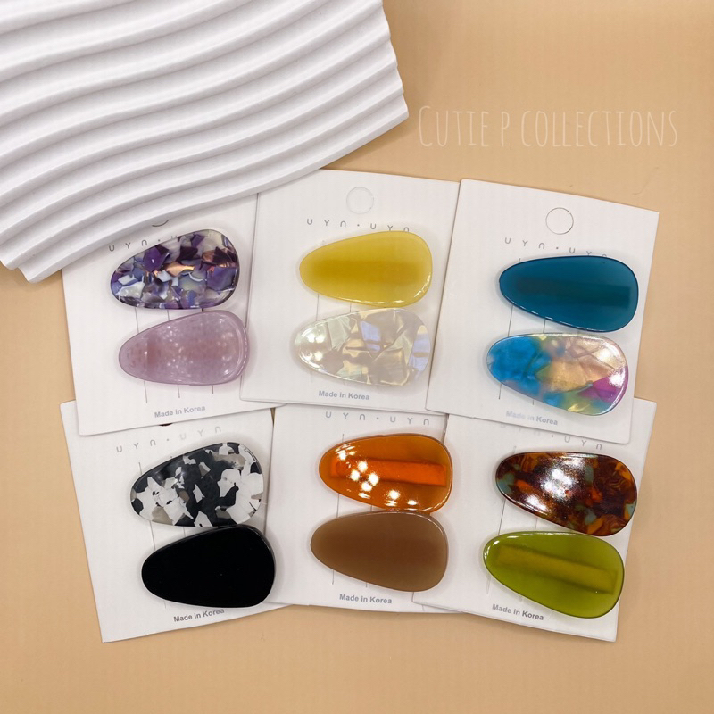 สินค้าใหม่ล่าสุด  ขายเป็นคู่   กิ๊บอะคริลิคลายหยดน้ำ สีสันสดใส