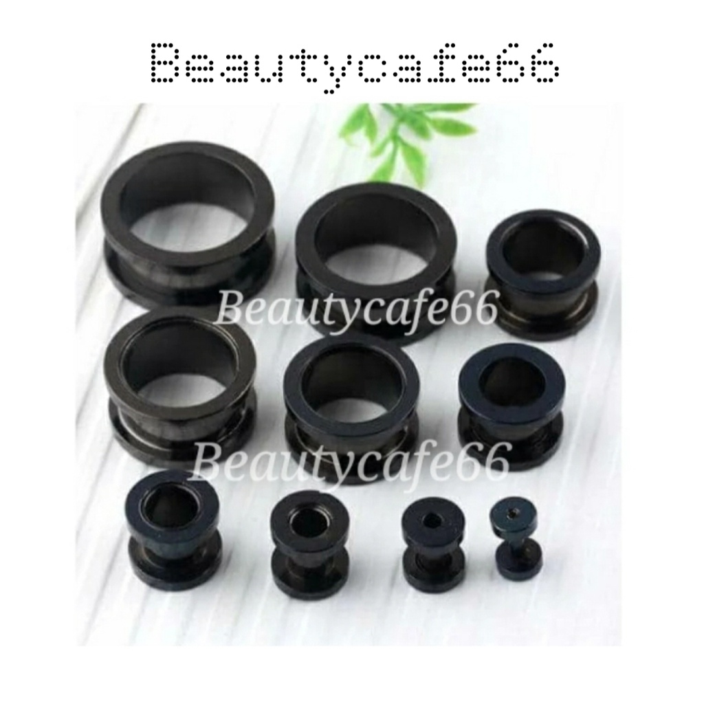 (สีดำ 1 ชิ้น) 3 mm. - 40 mm. จิวหู ตาไก่ สแตนเลสแท้ Stainless 316L จิวขยายหู ระเบิดหู จิวตาไก่ จิวหูตาไก่