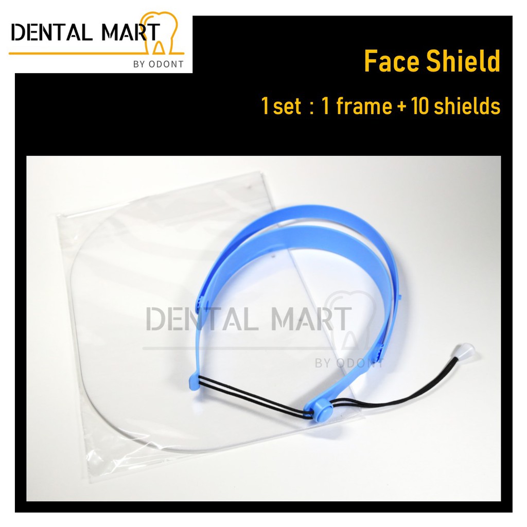 หน้ากากกันกระเด็น  Face shield พร้อมแผ่นใส 10 แผ่น