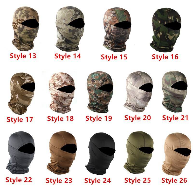 หน้ากากไหมพรม ลายพราง แบบเต็มใบหน้า สไตล์ทหาร สําหรับขี่รถจักรยานยนต์ เล่นสกี