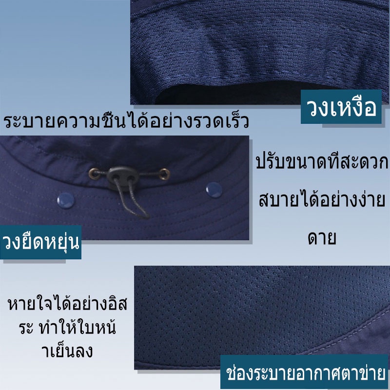 หมวกกันแดด 360 องศา สำหรับผู้ชายและผู้หญิง กันแสงแดดกันแสงUV UPF 50 + พร้อมผ้าปิดคอ PU03
