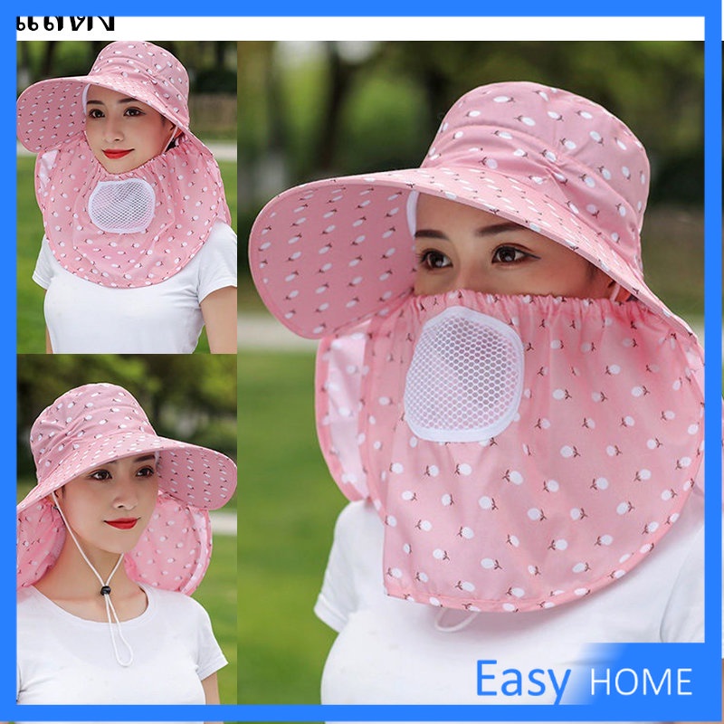 หมวกคลุมหน้าปีกกว้างกันแดดกันลมกันฝุ่น Shawl Sun Hat