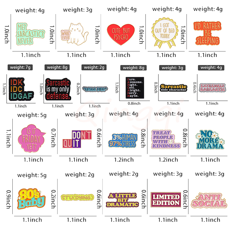 เข็มกลัด รูปการ์ตูน Me Sarcastic Texts ตลก เครื่องประดับ สําหรับเพื่อน