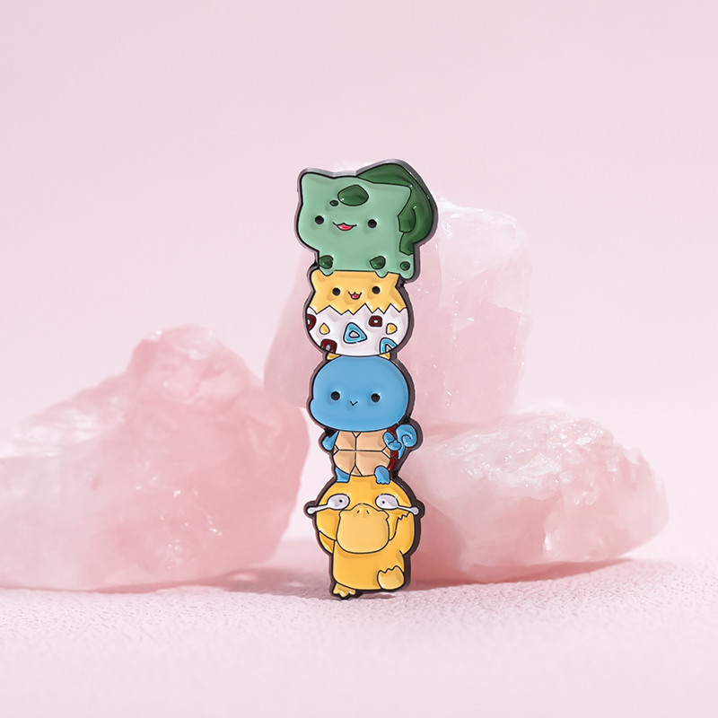 เข็มกลัด รูปการ์ตูน Poke mon Jenga Pikachu Squirtle น่ารัก สร้างสรรค์ เครื่องประดับ ของขวัญ