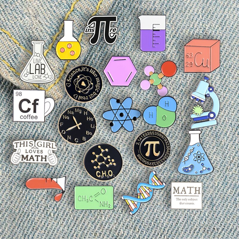 เข็มกลัด รูปสัญลักษณ์โมเลกุลของ Atomic Weight Mechanics Enamel Pins Dna สําหรับนักวิทยาศาสตร์
