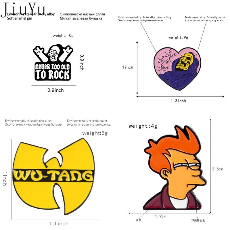 เข็มกลัด รูปโลโก้ร็อค The Simpsons WU-TANG สีดํา เครื่องประดับ สําหรับของขวัญ