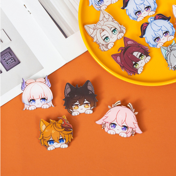 เข็มกลัดอะคริลิค ลายการ์ตูนเกมแอนิเมชั่นน่ารัก สองมิติ สําหรับตกแต่ง