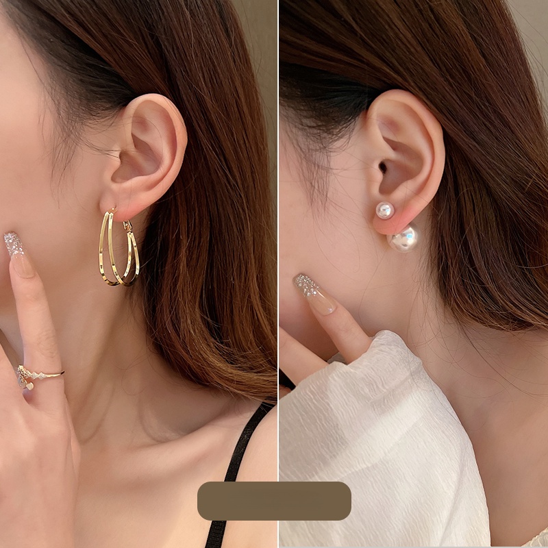 เครื่องประดับ ต่างหูกระดุม ประดับไข่มุก หรูหรา แฟชั่นสําหรับผู้หญิง