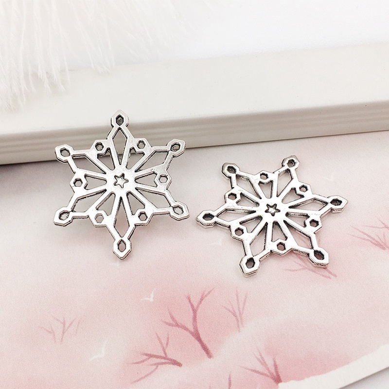 เครื่องประดับ สร้อยข้อมือ จี้เกล็ดหิมะ ประดับลูกปัดหกเหลี่ยม สีเงิน สไตล์ทิเบต diy