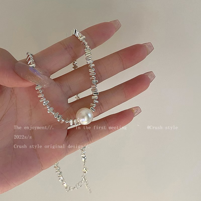 เครื่องประดับ สร้อยคอโชคเกอร์ ชุบเงิน เกรด S925 ประดับไข่มุก สวยงาม สําหรับผู้หญิง