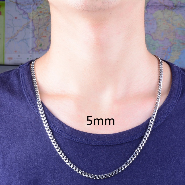 เครื่องประดับแฟชั่น สร้อยคอโซ่ สเตนเลส สีเงิน 3 5 8 มม. สําหรับผู้ชาย