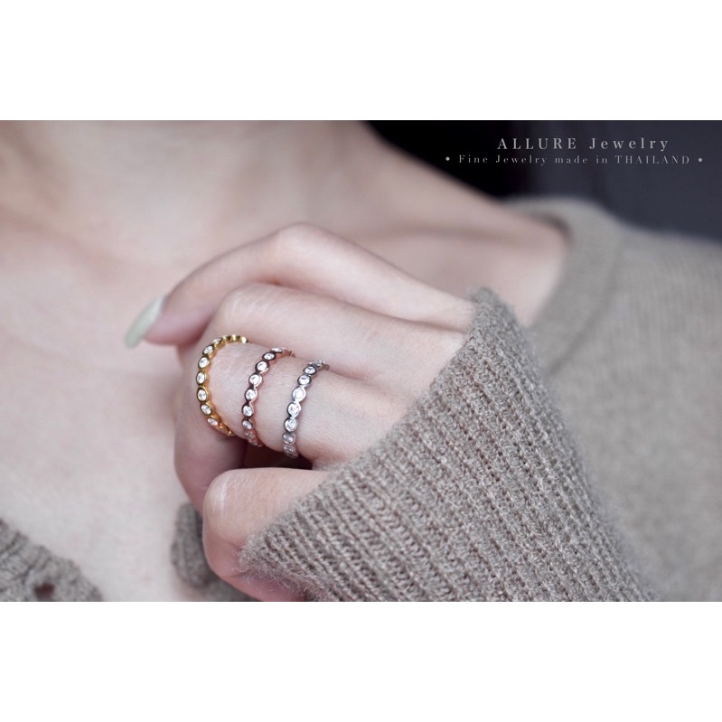[แถมฟรีกล่องจิวเวอร์รี่] แหวนเพชรเงินแท้ชุบเคลือบทองคำขาว ✨ [ Darin ] Allure Jewelry