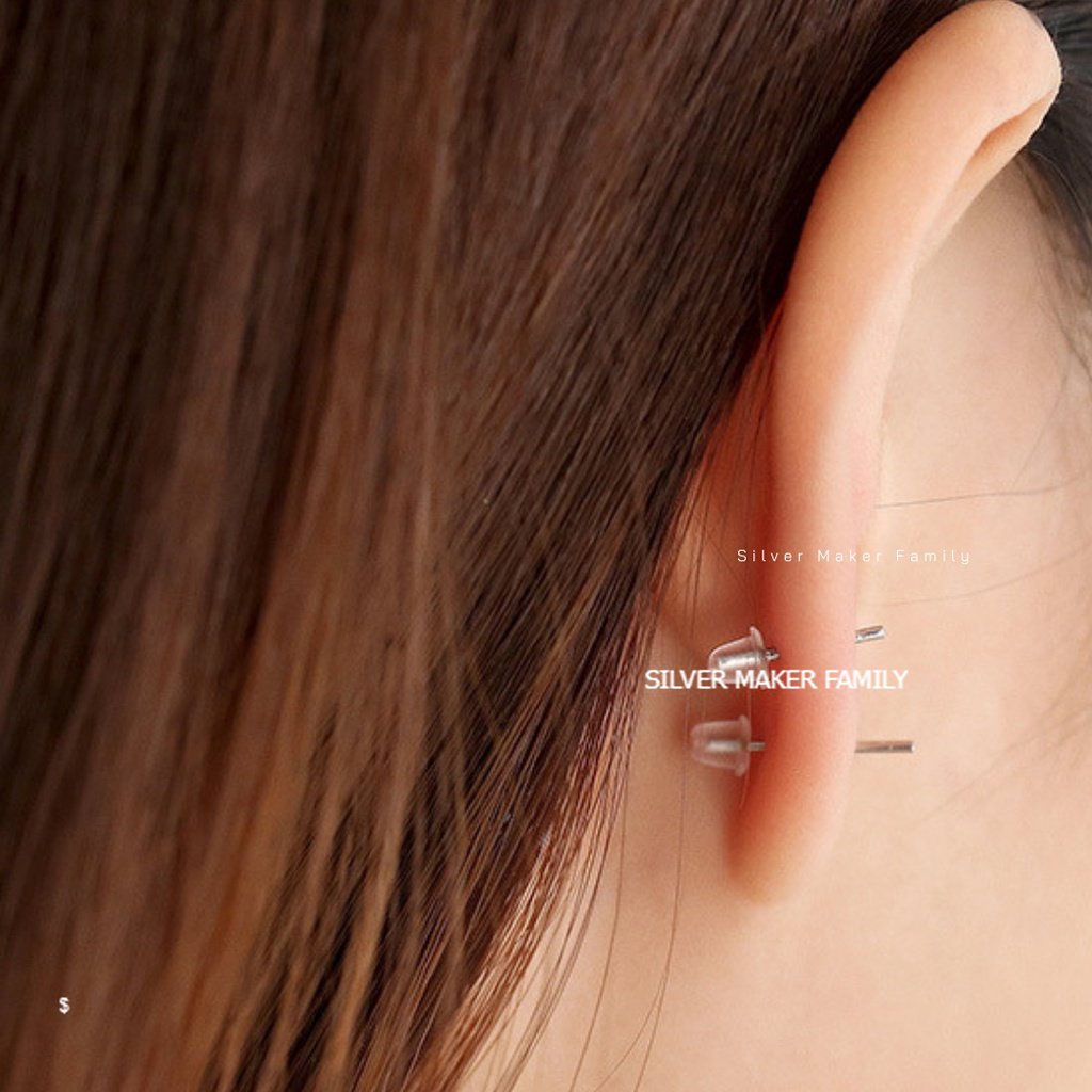 แป้นต่างหู จุกปิดต่างหู จุกซิลิโคน จุกต่างหู   2 ชั้น ขนาด 6 mm. 10 ชิ้น