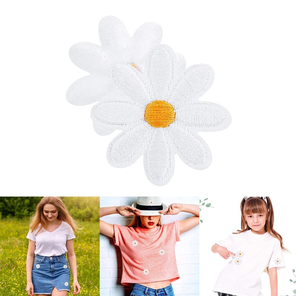 แผ่นแพทช์ ปักลายดอกทานตะวัน ดอกเดซี่ ขนาดเล็ก สําหรับรีดติดเสื้อผ้า DIY 1 ชิ้น