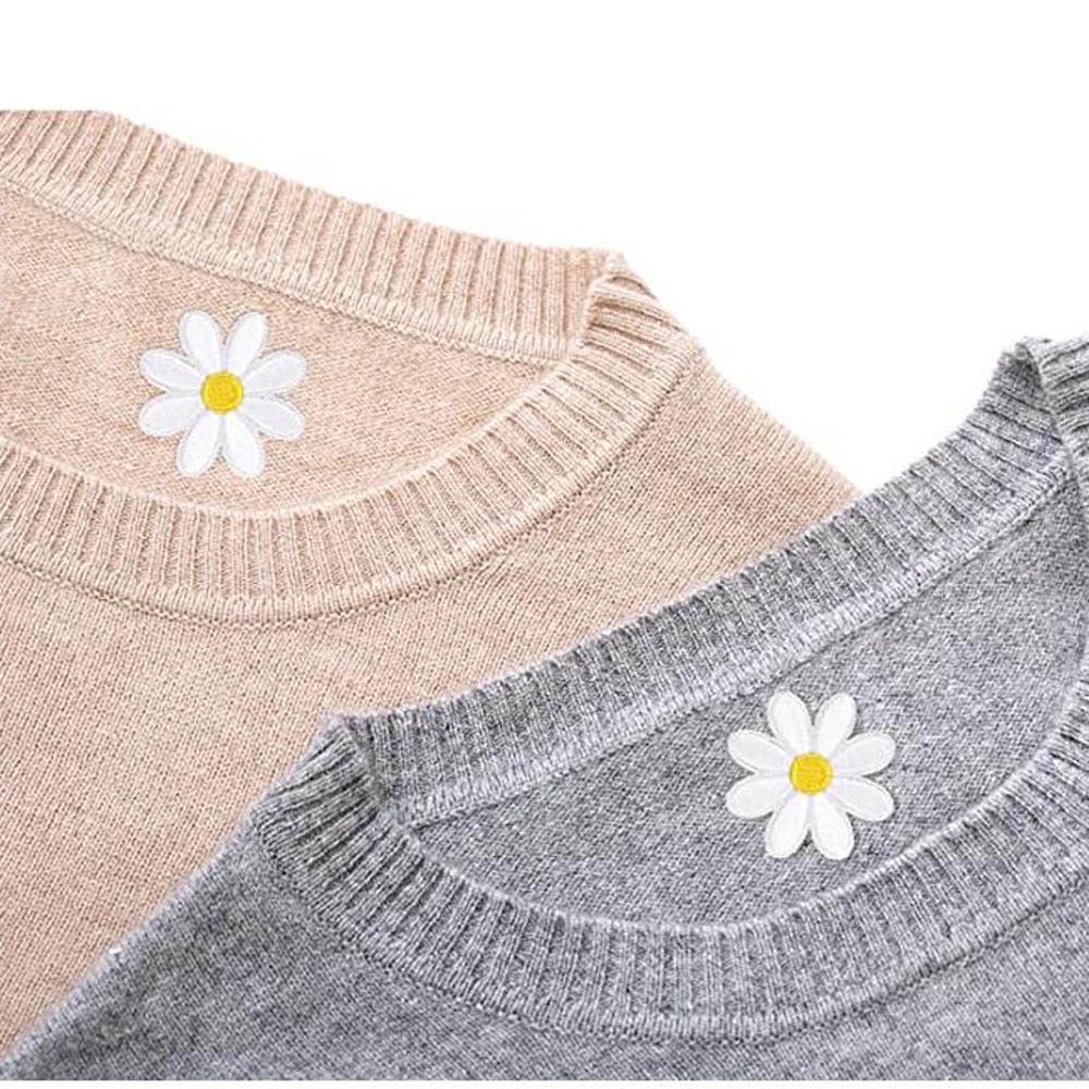 แผ่นแพทช์ ปักลายดอกไม้ สีขาว DIY สําหรับตกแต่งเสื้อผ้า 10 ชิ้น