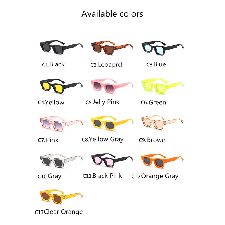 แว่นตากันแดด กรอบเล็ก วินเทจ สี่เหลี่ยม แบรนด์เนม เว้า สีดํา แว่นตากันแดด UV400