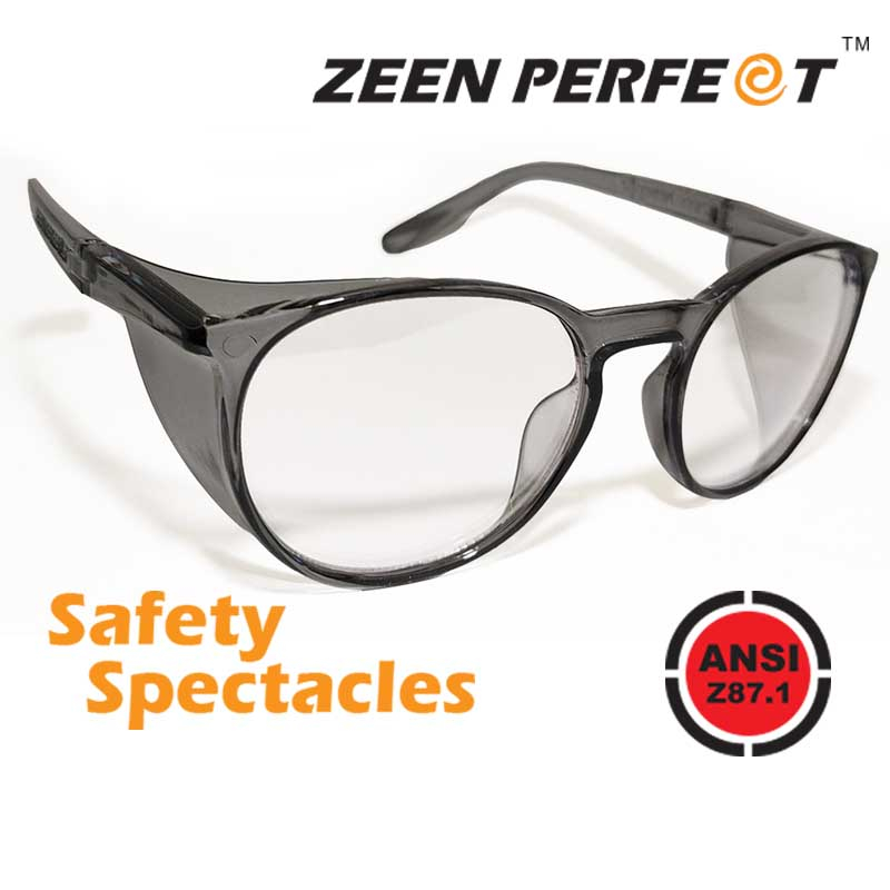 แว่นตาเซฟตี้ป้องกันด้านบน-ข้าง ถอดเปลี่ยนเลนส์สายตาได้ มาตรฐาน ANSI Z87.1 Safety-Side Guard ZEEN PERFECT รุ่น DAY SAFE