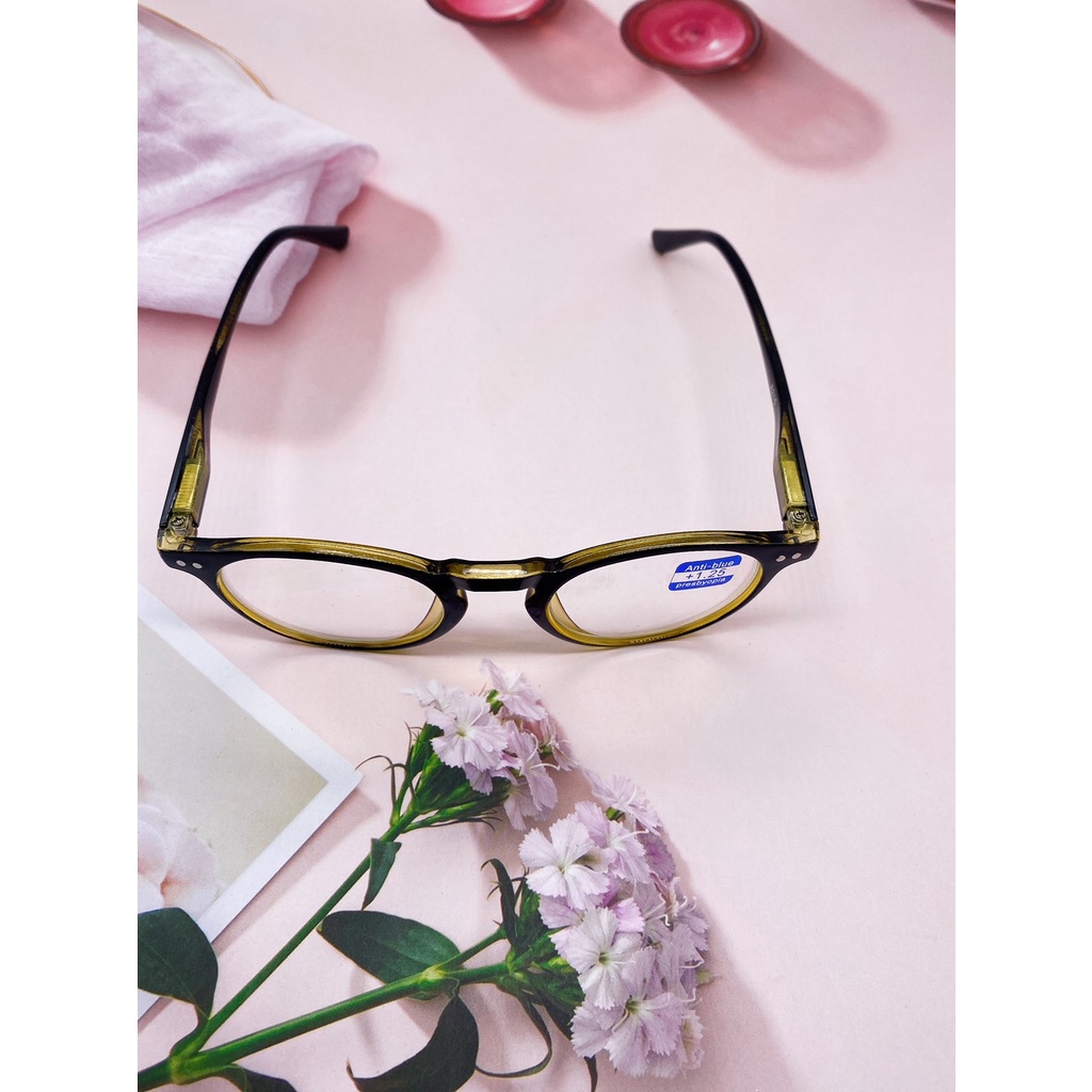 แว่นสายตายาวกรองแสงสีฟ้า ขาสปริง ทรงหยดน้ำ  +250 ถึง+400 คุณภาพดี และเบา A215