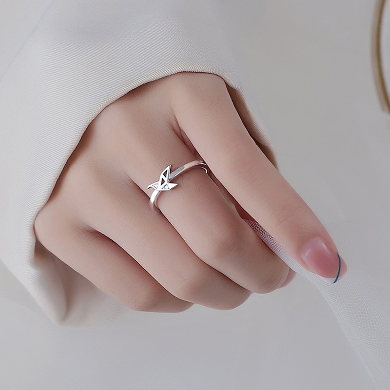 แหวน Elegant Bird Crystal Silver Ring Fashion Thousand Paper Cranes Party Finger Rings for Women Jewelry Gift