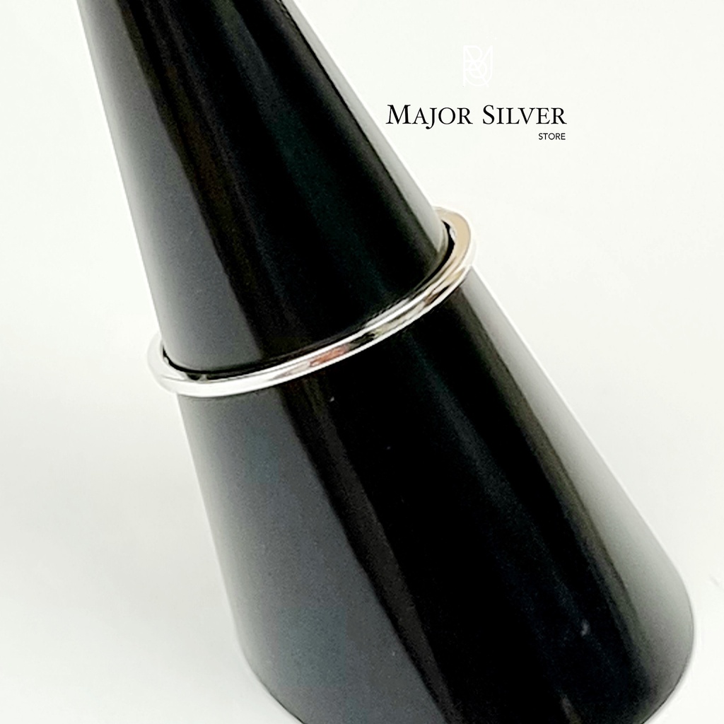 แหวนนิ้วก้อย ลวดสี่เหลี่ยม1มิล / แหวนเงินแท้92.5% เรียบๆ แฟชั่น สไตล์มินิมอล  Major Silver :  E-V-Sq1