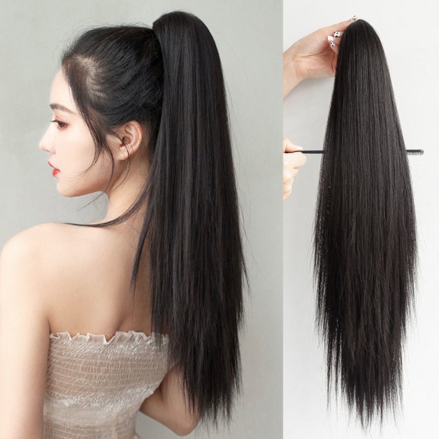 แฮร์พีชหางม้า ผมตรง แบบหนีบ ผมสวยใน1นาที ไหมนิ่ม ไม่พันกัน เหมือนผมธรรมชาติ ยาว45-50ซม.
