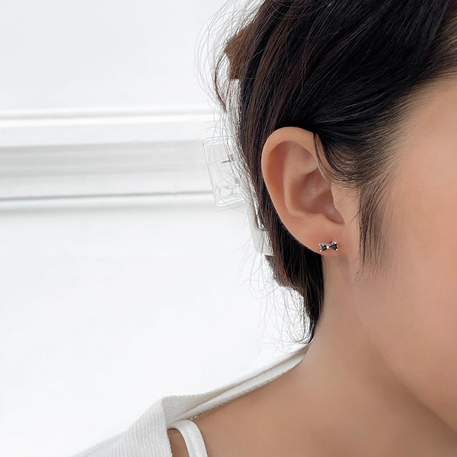 โค้ด 3F875 ลด 45.- // Tiny Bow stud earrings //silver925 ต่างหูโบว์czเงินแท้925 เหมาะกับคนแพ้ง่าย