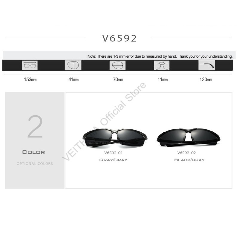โค้ด GIFT30 ลด 30%  VEITHDIA แว่นสายตาผู้ชายอลูมิเนียมแมกนีเซียมแว่นตา HD Polarized แว่นตาชาย Eyewear 6592