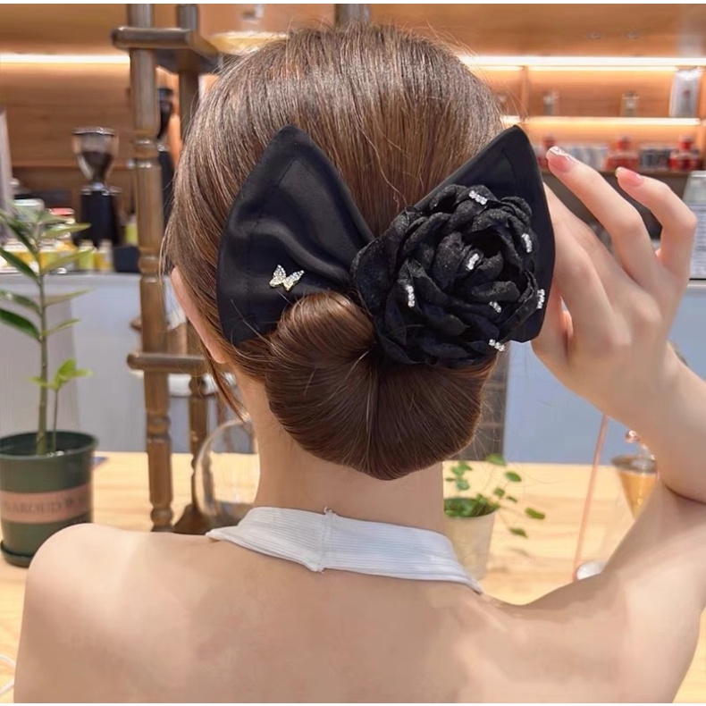 โบว์มัดผม ที่มัดผมลายดอกไม้ โบว์มวยผม ใส่ออกงานได้ ติดแน่น สวยหรู ดูแพง