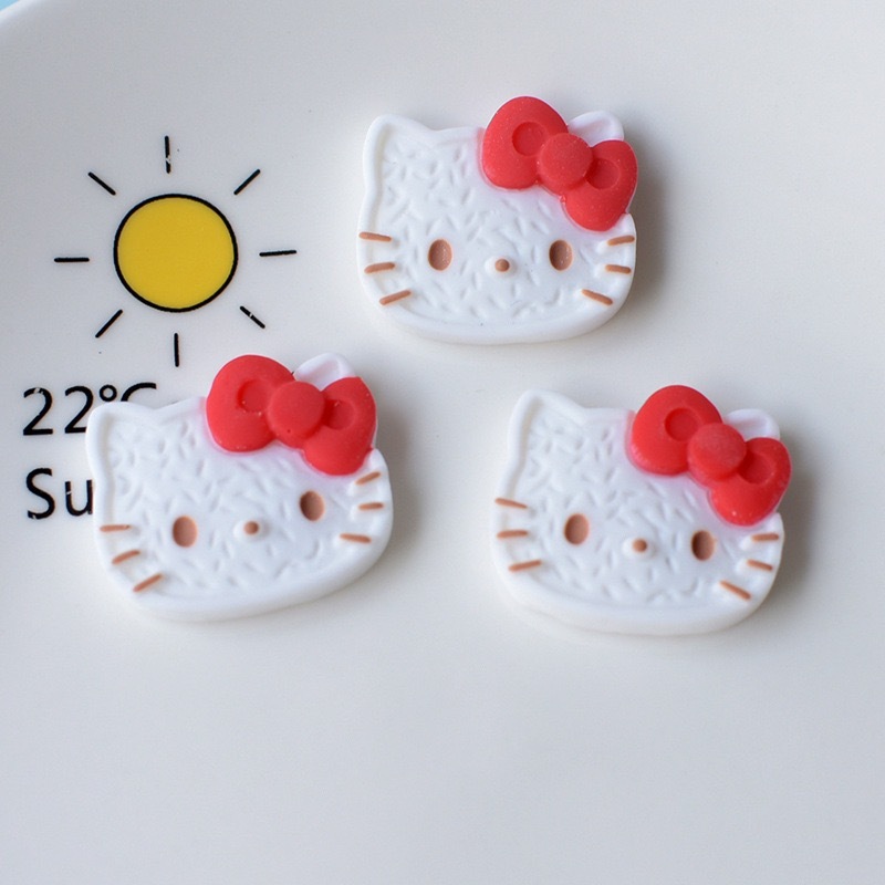 โมเดลเรซิ่น รูปการ์ตูนแมว Hello Kitty 3D สามมิติ แฮนด์เมด DIY สําหรับตกแต่งบิสกิต แพ็กละ 10 ชิ้น