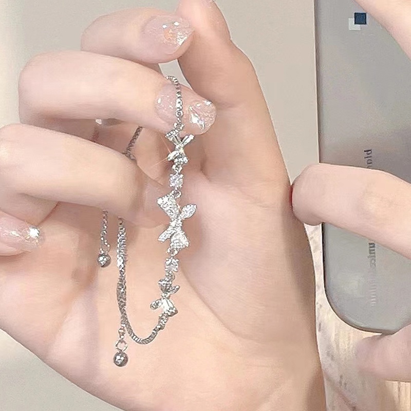ในไทย-ระดับรายการ Lux Zircon Bow สร้อยข้อมือสำหรับสุภาพสตรีอุปกรณ์เสริมที่ละเอียดอ่อนCOD