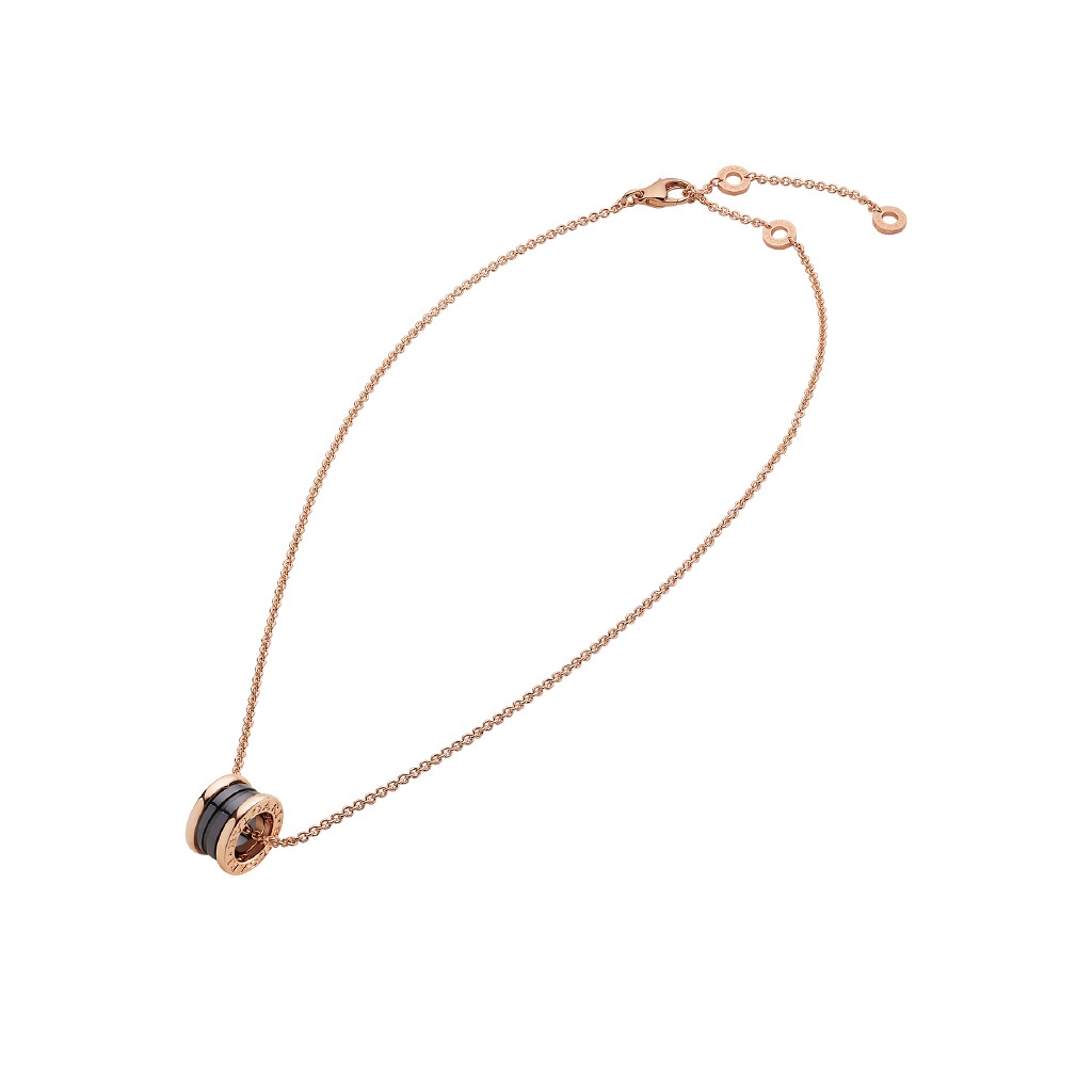 ใหม่ B.zero1 สร้อยคอ พร้อมจี้เซรามิค สีโรสโกลด์ 18 Kt พร้อมจี้ สีดํา 2022