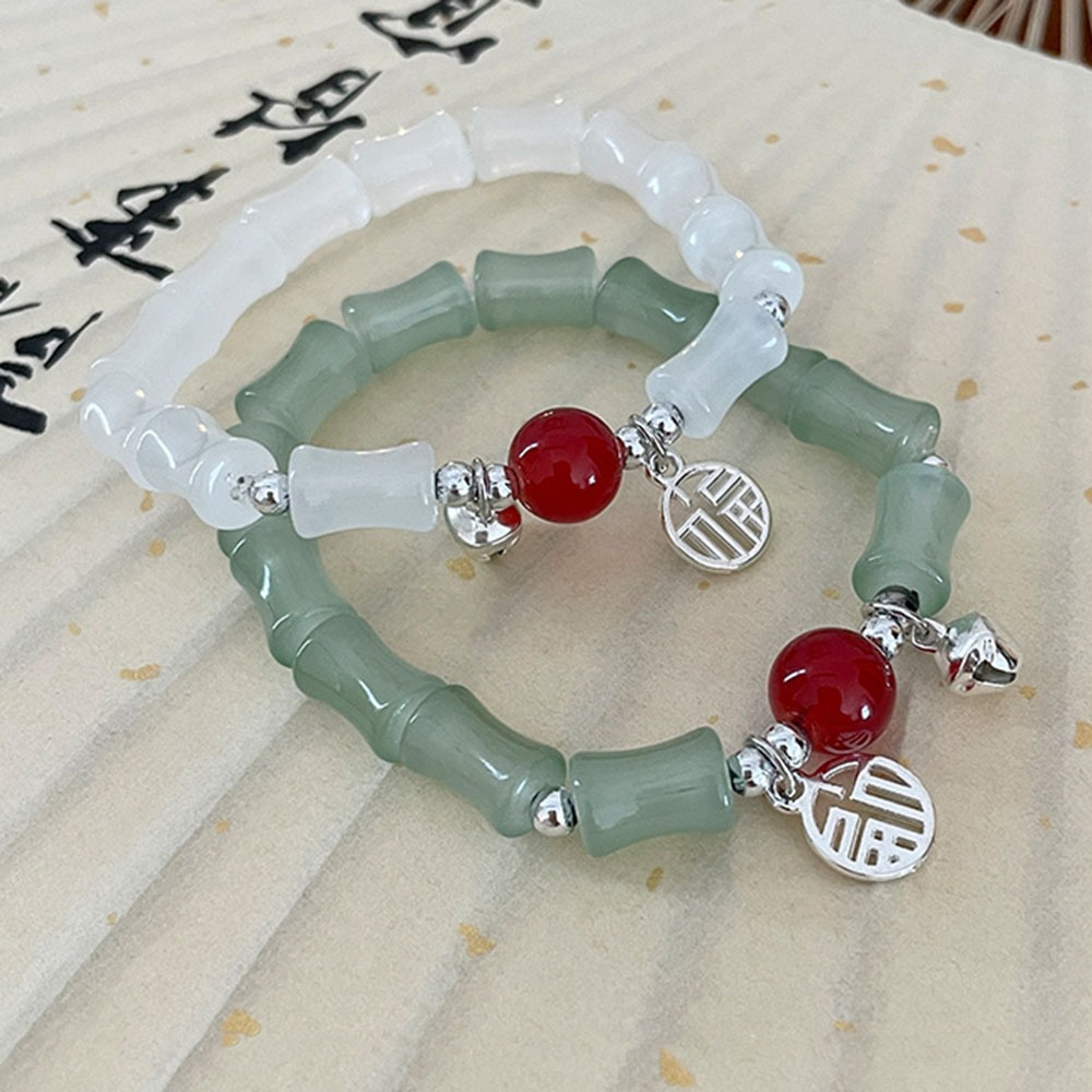 ใหม่ สไตล์จีน ไม้ไผ่ สร้อยข้อมือ หยกเทียม แฟชั่น อารมณ์ กระดิ่ง สร้อยข้อมือ อุปกรณ์เสริม