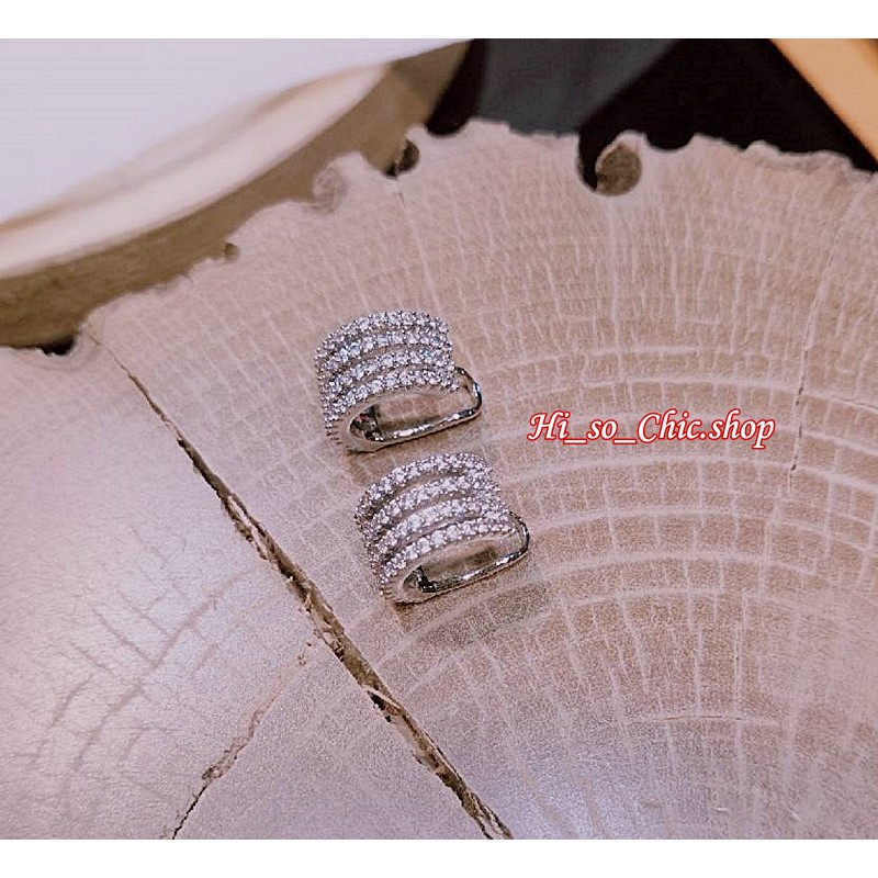 (ได้ข้างเดียวค่ะ) ต่างหูเกี่ยวใบหู ear cuff สีเงิน ฝังพลอย CZ สีขาวใส สไตล์ดาราใส่่