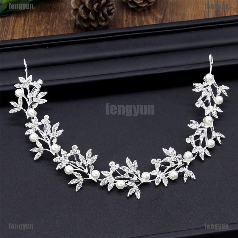 ★ที่คาดผม ประดับไข่มุกคริสตัล สีเงิน สําหรับเจ้าสาว งานแต่งงาน