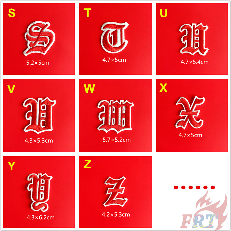 ☸ Old English Letters - Red Iron-on Patch ☸ 1Pc Diy Sew on Iron on Badges Patches