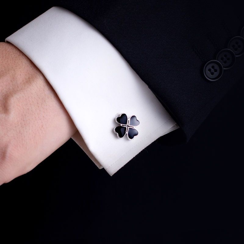 ♠△Lucky Clover Clover Cufflinks เสื้อ Cufflinks ชายเสื้อแขนเสื้อ Pins French Cuff Pins Custom Cufflinks