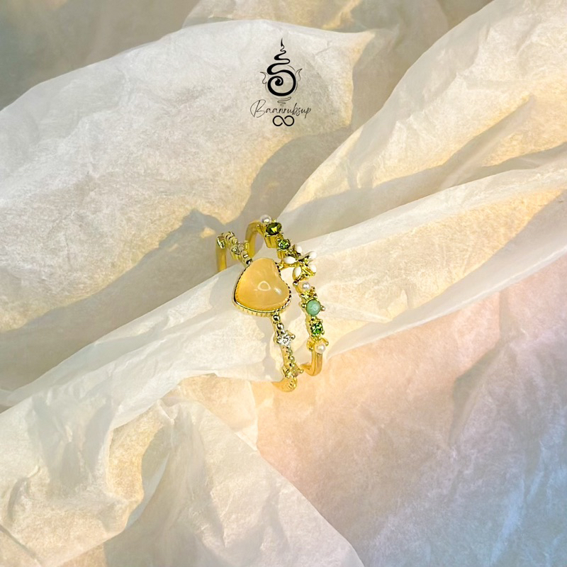 ✨ผ่านพิธี✨แหวน14k แหวนมูขอพรการเงิน แหวนหิน moonstone