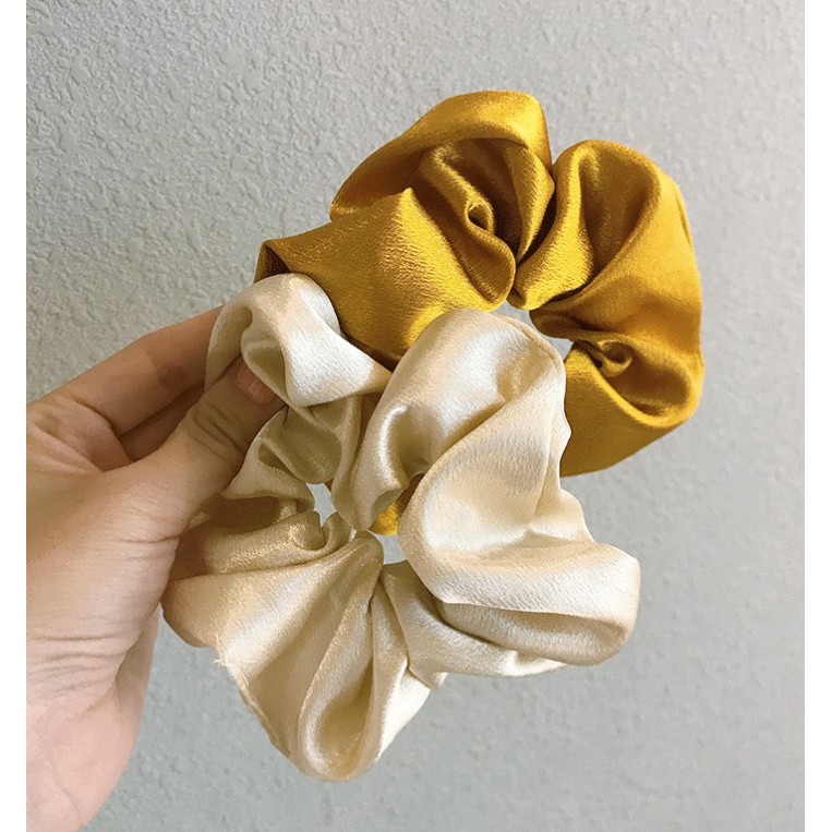 ✨พร้อมส่งจากไทย ยางมัดผม ยางรัดผม เนื้อผ้า satin ยางมัดผมโดนัท ยางรัดผมเกาหลี F-01