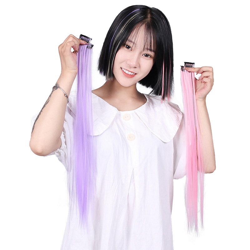 ✨✨ไฮไลท์ทูโทน สีย้อมผม แฮร์พีช ผมปลอมวิกผม ชิ้นต่อผมวัสดุเคลือบด้าน ไม่เงา
