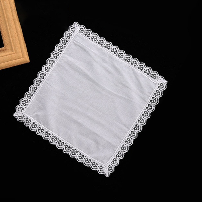 ✿ ผ้าเช็ดหน้า แต่งขอบลูกไม้ แบบพกพา ซักทําความสะอาดได้ DIY สําหรับผู้หญิง