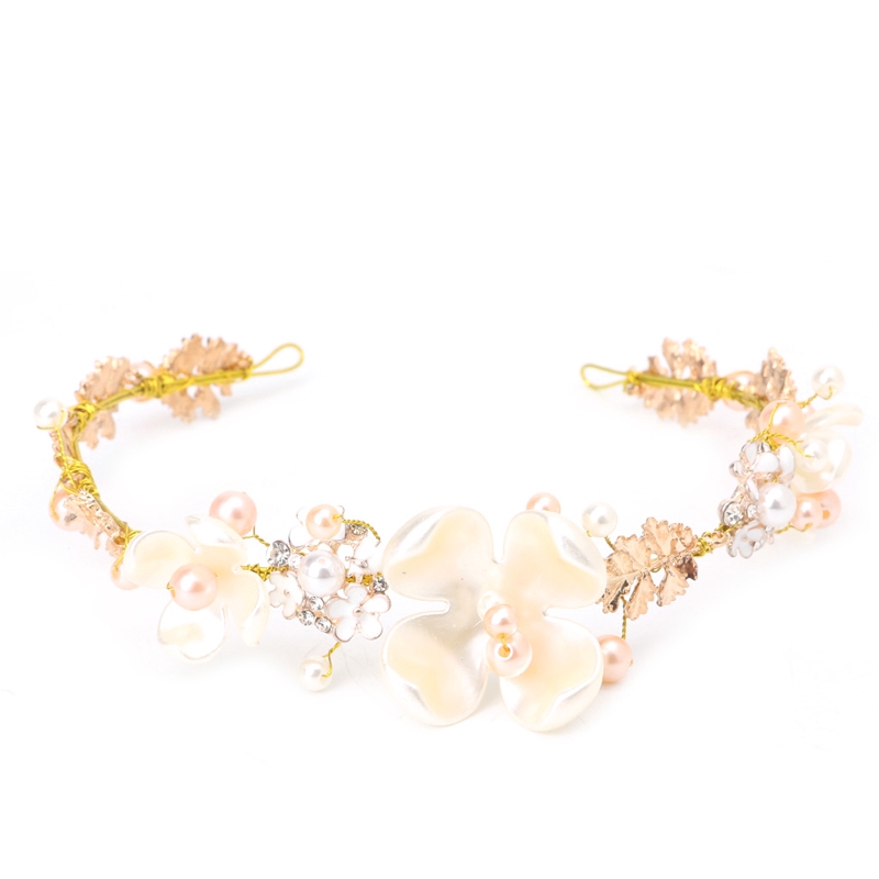 ❤ AUTU ที่คาดผมประดับไข่มุก Rhinestone
