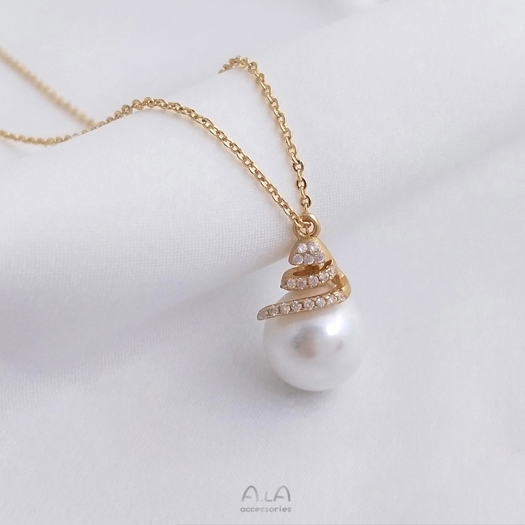 ❤️เครื่องประดับ DIY❤️จี้ไข่มุกคริสตัลชุบทอง 14K สําหรับทําเพทาย【ฝาลูกปัด/ปะเก็น】