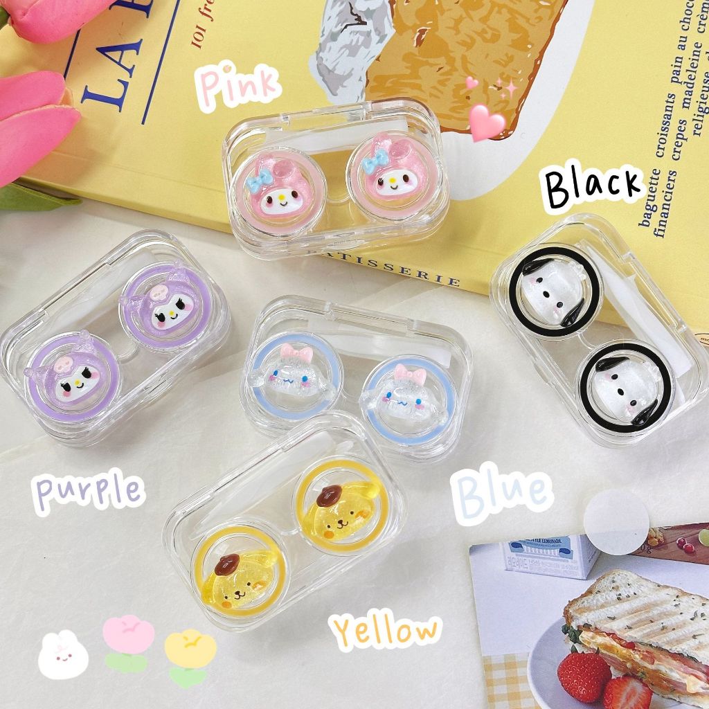 ⭐️กล่องคอนแทคเลนส์ ขนาดเล็ก แบบพกพา ลายการ์ตูน Sanrio แวววาว สําหรับใส่คอนแทคเลนส์【Banlu376】