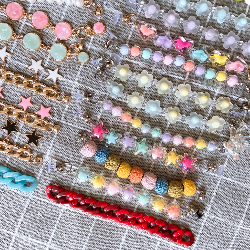 【 Ooyoudo】ใหม่ สายโซ่โลหะ ประดับไข่มุก และเพชร สําหรับตกแต่ง croc DIY【แตะผู้หญิง jibitz อุปกรณ์เสริม】