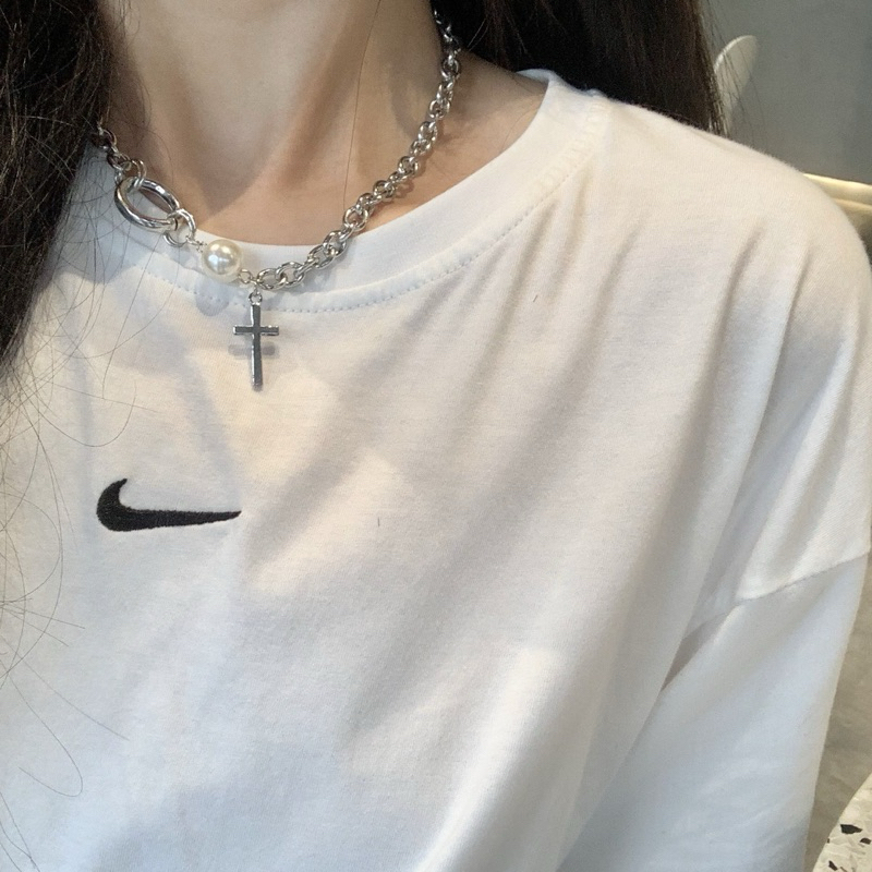 【 พร้อมส่ง 】Cross & Pearl Necklace สร้อยกางเขนไข่มุก