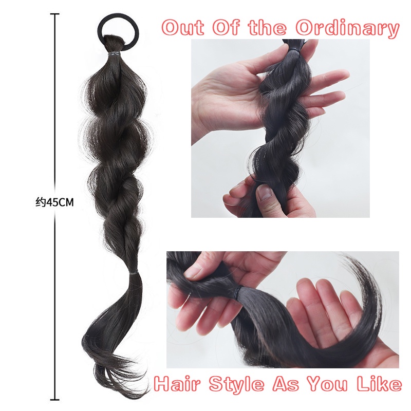 【2 ชิ้น】หางม้าถักเปีย แบบเกลียว พร้อมยางรัดผม แบบยืดหยุ่นสูง แฟชั่นสําหรับหางม้า