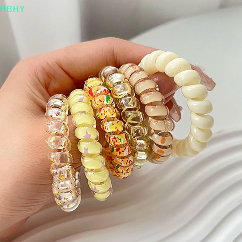 【HB】ใหม่ ยางรัดผม แบบเกลียว สีแคนดี้ สําหรับผู้หญิง 6 ชิ้น ต่อชุด【HY】