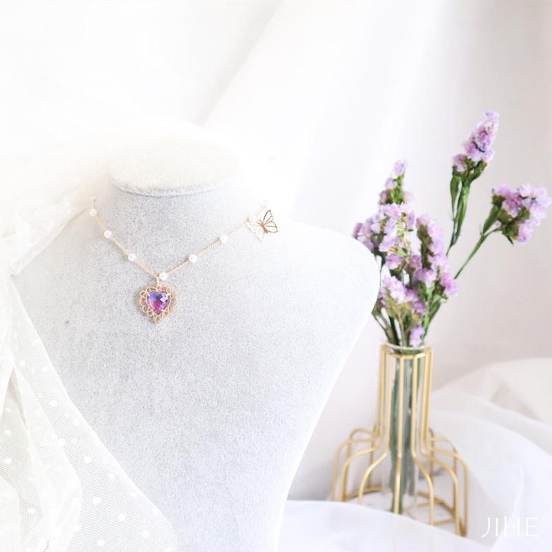 【JIHE】เค้นคอ สร้อยคอโซ่ โช้กเกอร์ ลายผีเสื้อ สไตล์เกาหลี